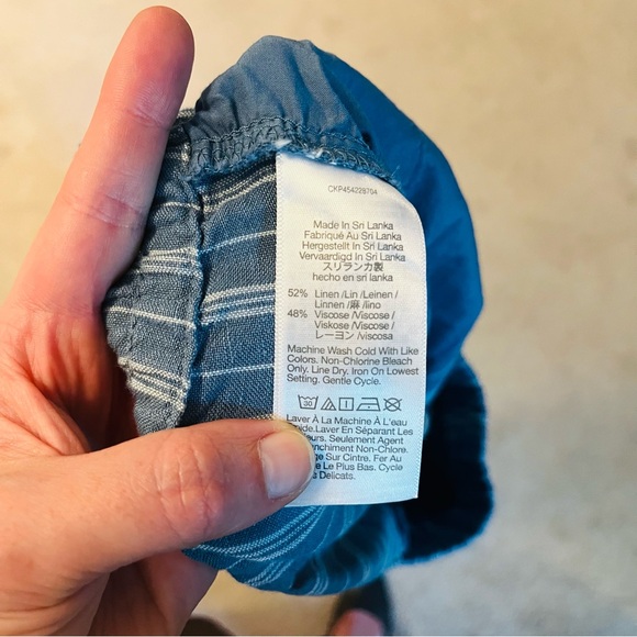 Madewell Striped Linen Blend Track Trouser Pants Pleated Blue Size Medium - Picture 10 of 10